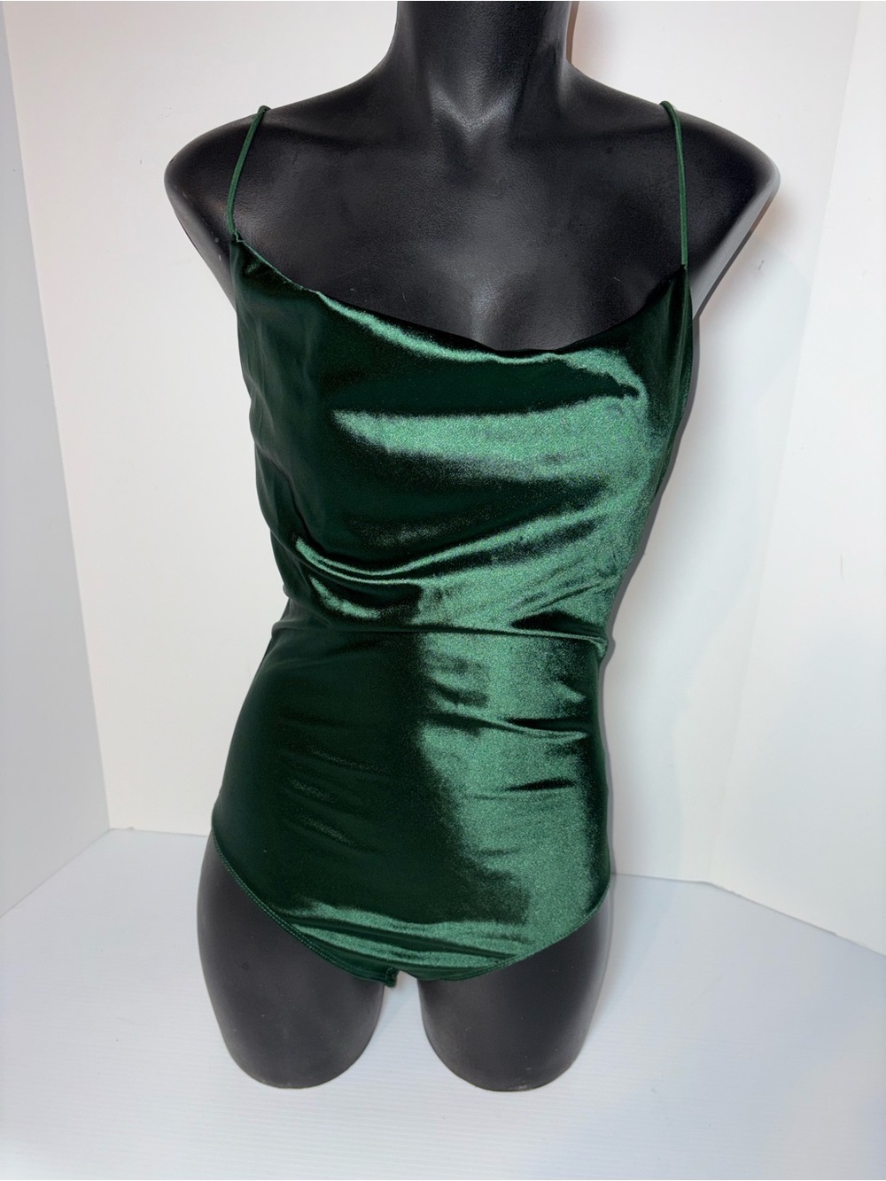 Bear Dance Deep Green Satin Bodysuit